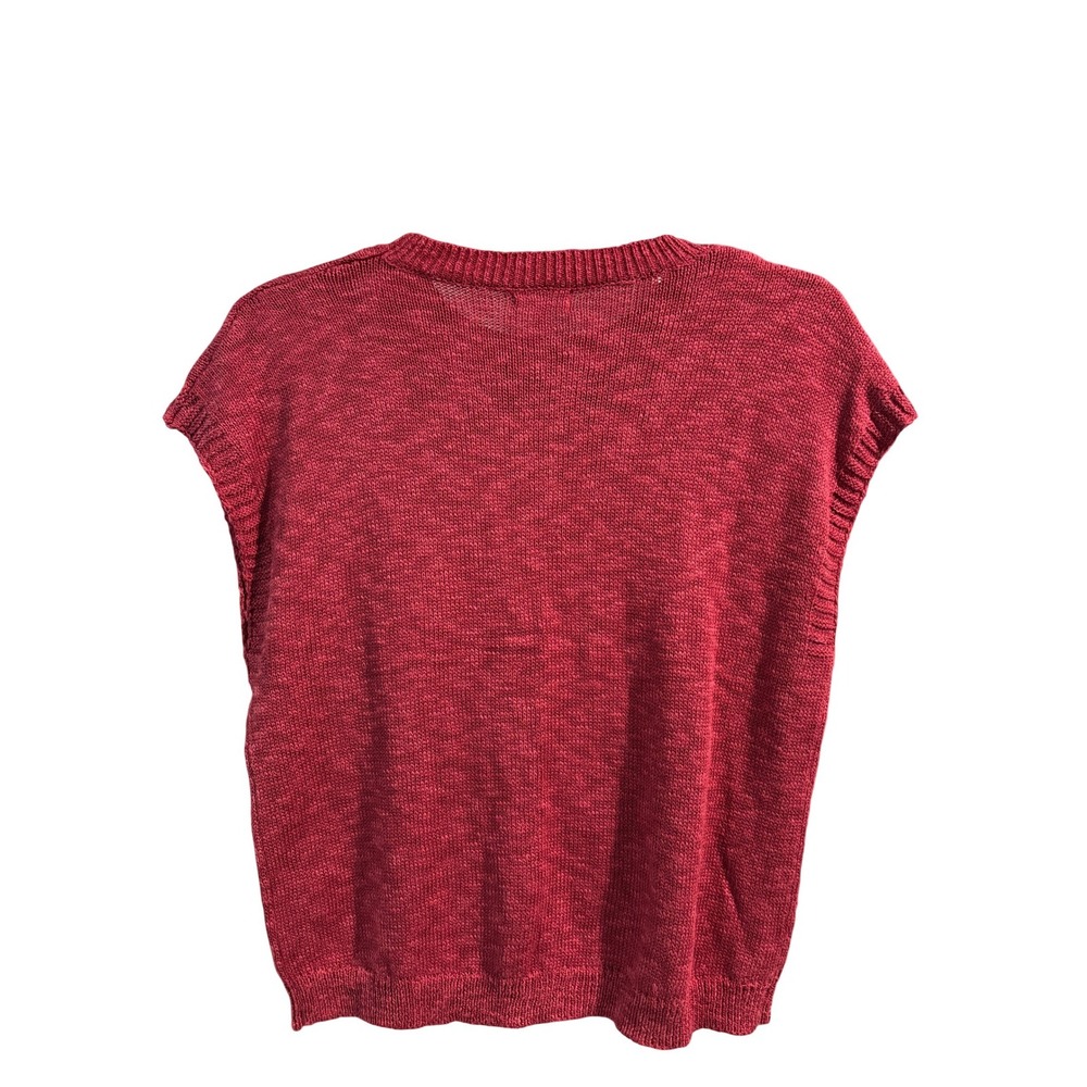 La Miel Red Sweater Vest Cap Sleeve Crewneck Knit Top Small - Picture 3 of 5